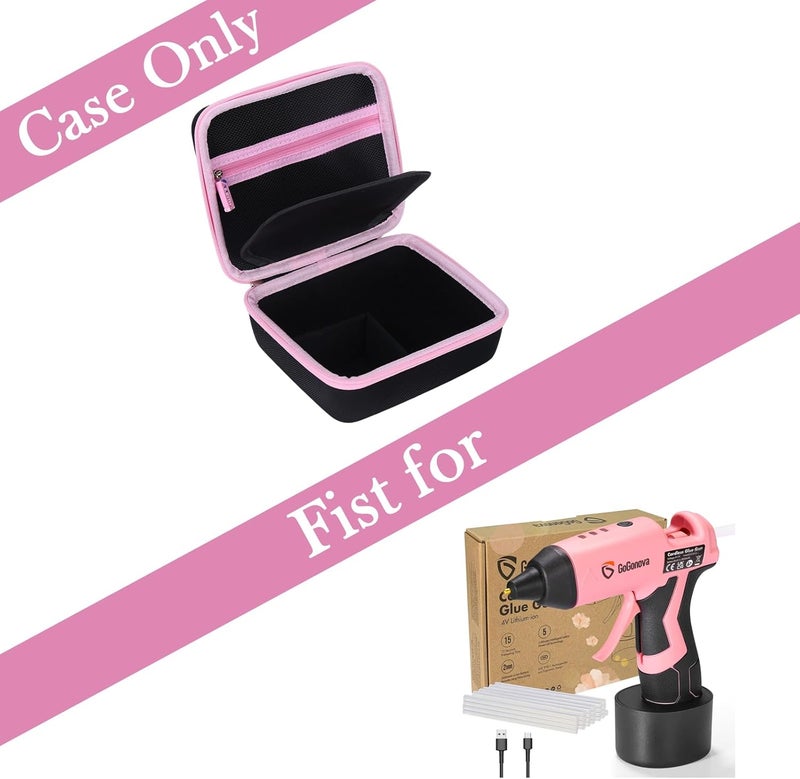 worfty Storage Case for GoGonova Cordless Glue Gun, Hard Waterproof Carrying Case for GoGonova 15s Fast Preheating 2Ah 4V Cordless Hot Glue Gun with Glue Gun Sticks Pocket, Pink, Case Only (Pink) - Image 2